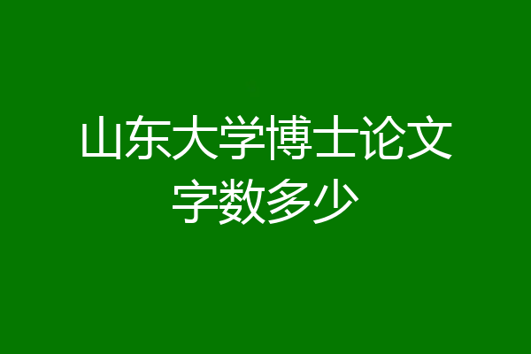 山东大学博士论文字数多少