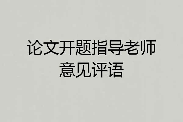 论文开题指导老师意见评语