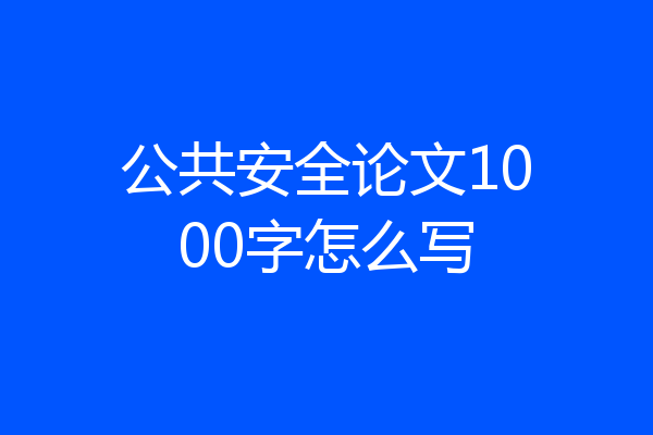 公共安全论文1000字怎么写