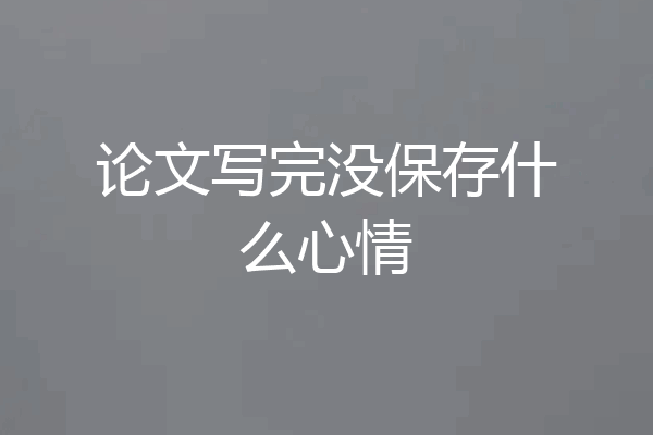 论文写完没保存什么心情
