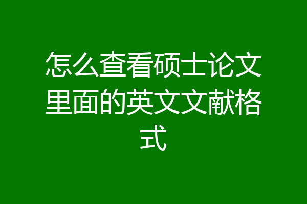 怎么查看硕士论文里面的英文文献格式