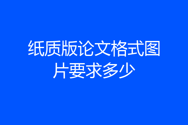 纸质版论文格式图片要求多少