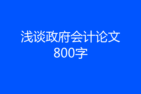 浅谈政府会计论文800字