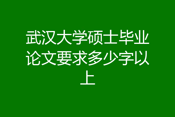 武汉大学硕士毕业论文要求多少字以上
