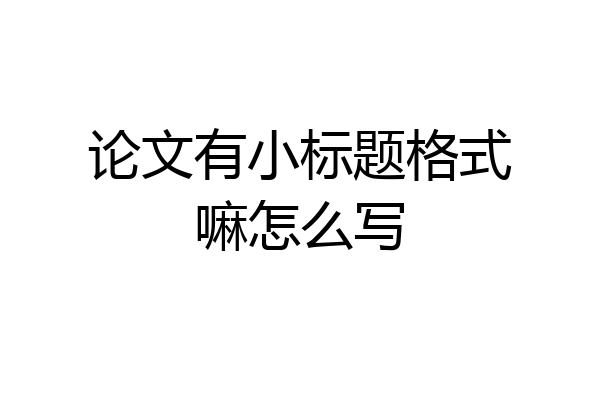 论文有小标题格式嘛怎么写