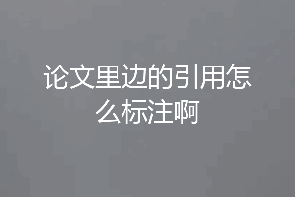 论文里边的引用怎么标注啊