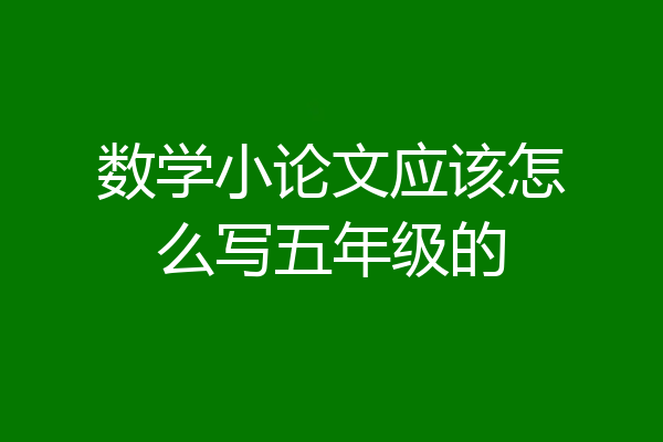 数学小论文应该怎么写五年级的