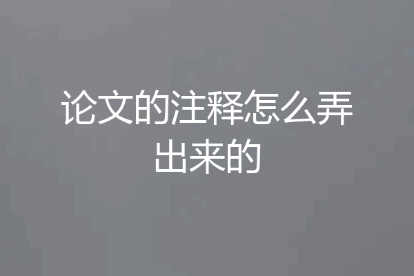论文的注释怎么弄出来的
