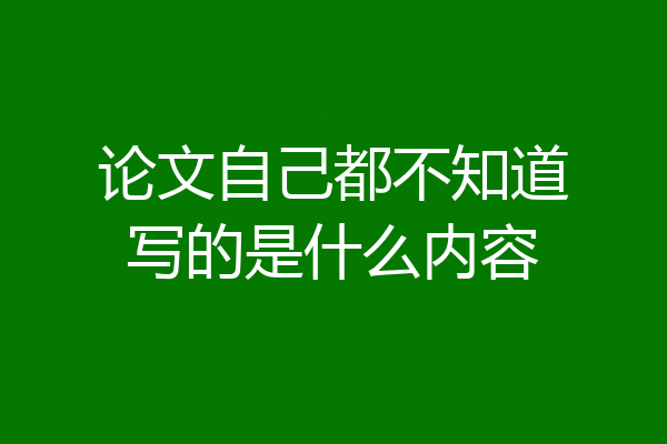 论文自己都不知道写的是什么内容