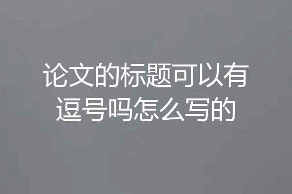 论文的标题可以有逗号吗怎么写的