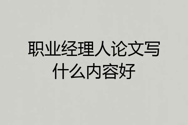 职业经理人论文写什么内容好