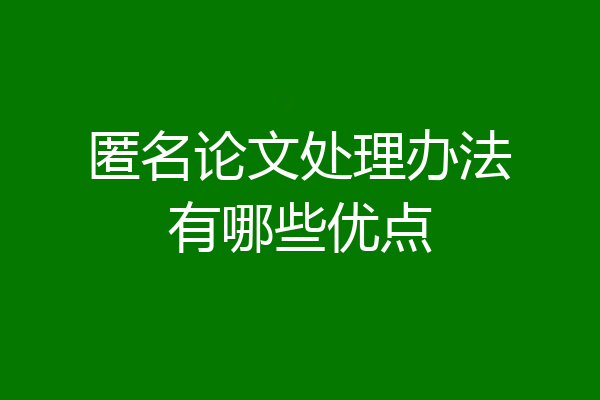 匿名论文处理办法有哪些优点