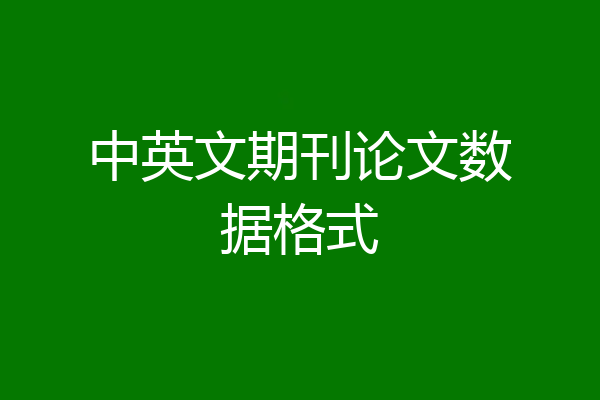 中英文期刊论文数据格式