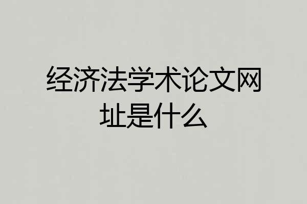经济法学术论文网址是什么
