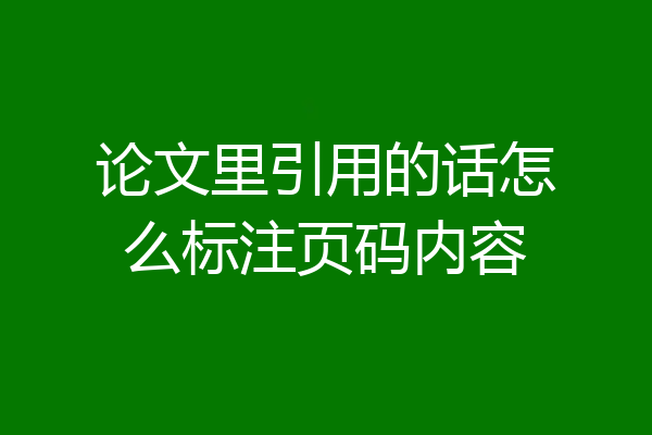 论文里引用的话怎么标注页码内容