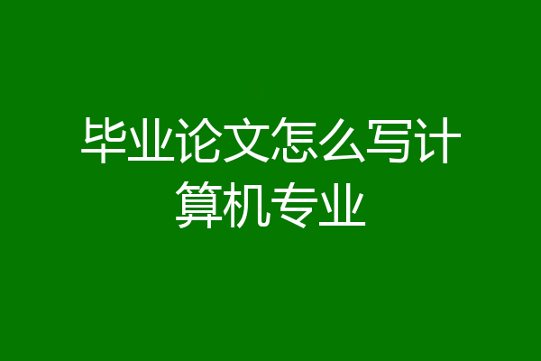 毕业论文怎么写计算机专业
