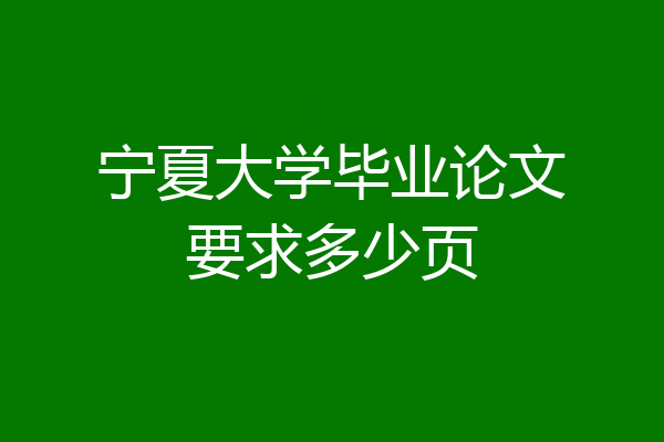 宁夏大学毕业论文要求多少页