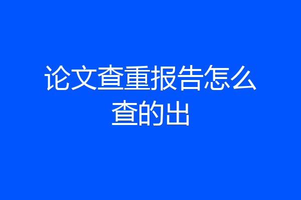 论文查重报告怎么查的出