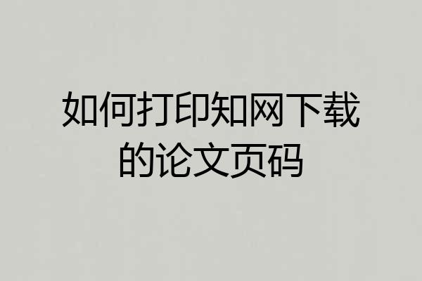 如何打印知网下载的论文页码