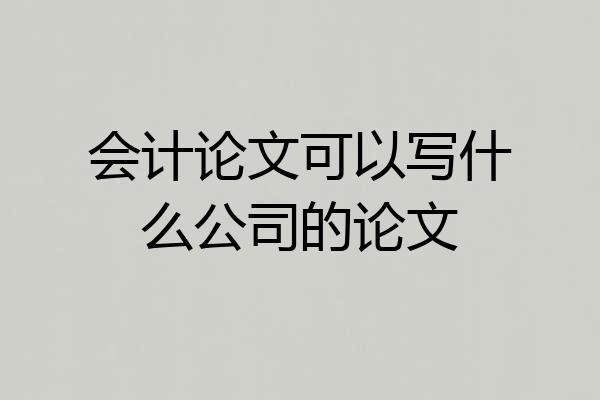 会计论文可以写什么公司的论文