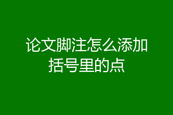 论文脚注怎么添加括号里的点
