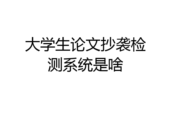 大学生论文抄袭检测系统是啥