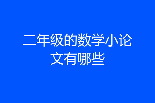 二年级的数学小论文有哪些