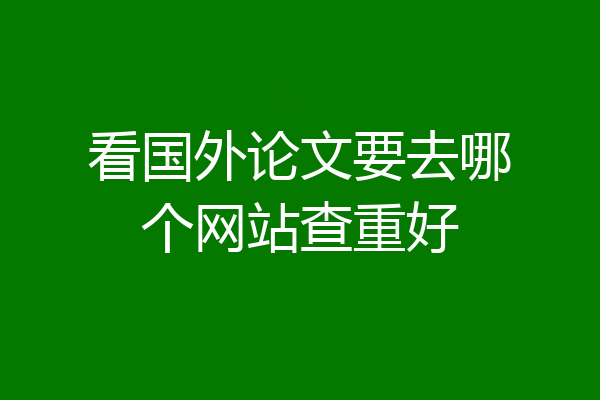 看国外论文要去哪个网站查重好