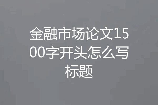 金融市场论文1500字开头怎么写标题