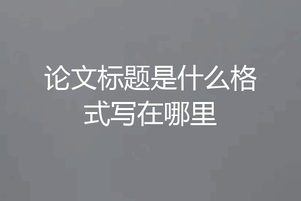 论文标题是什么格式写在哪里