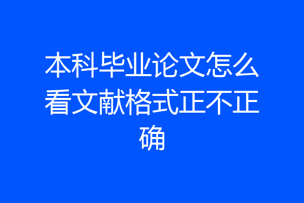 本科毕业论文怎么看文献格式正不正确