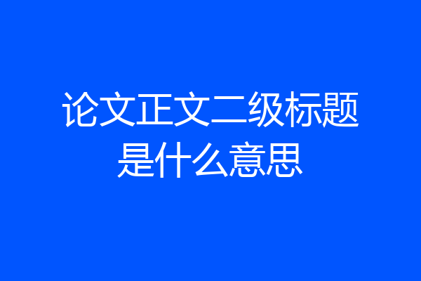 论文正文二级标题是什么意思
