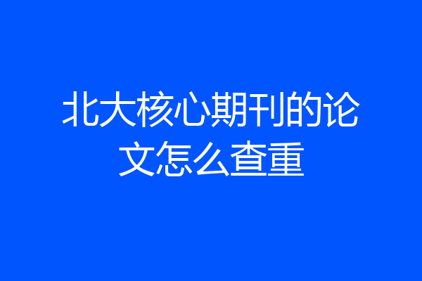 北大核心期刊的论文怎么查重