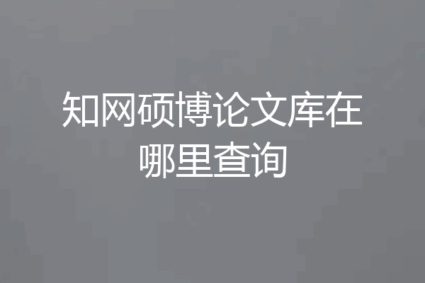 知网硕博论文库在哪里查询