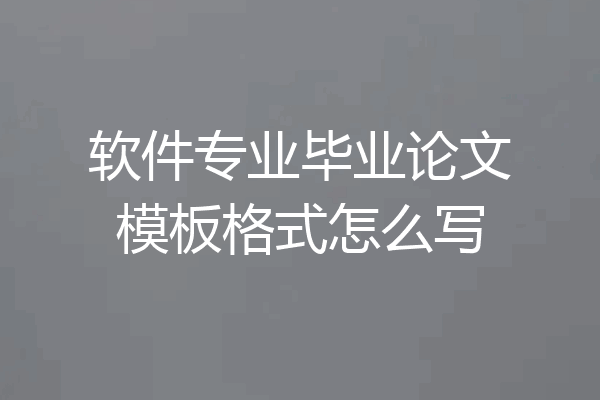 软件专业毕业论文模板格式怎么写