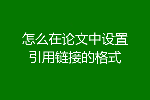 怎么在论文中设置引用链接的格式