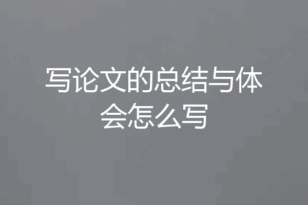 写论文的总结与体会怎么写