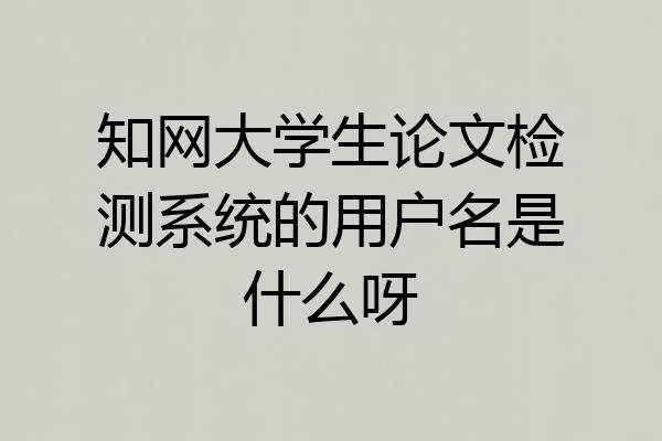 知网大学生论文检测系统的用户名是什么呀