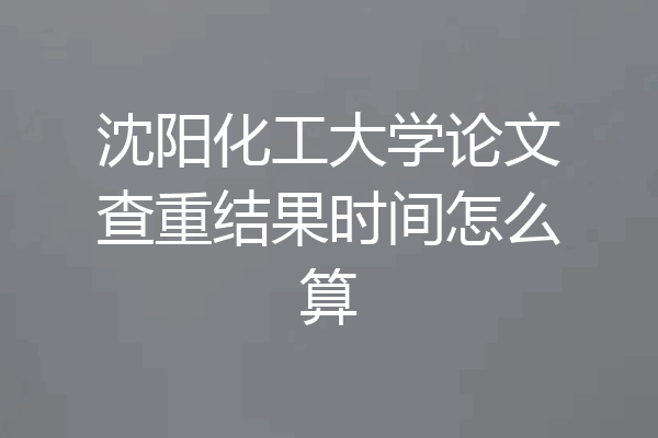 沈阳化工大学论文查重结果时间怎么算