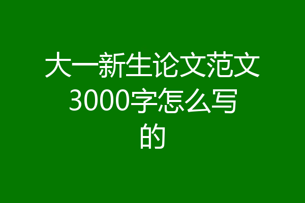 大一新生论文范文3000字怎么写的