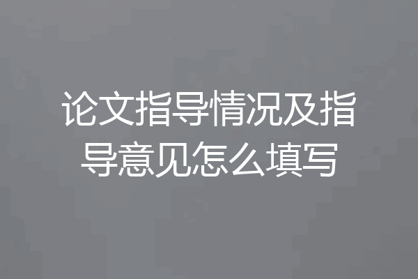 论文指导情况及指导意见怎么填写
