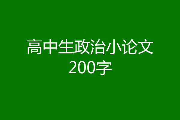 高中生政治小论文200字