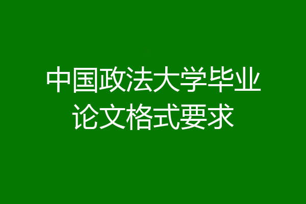 中国政法大学毕业论文格式要求