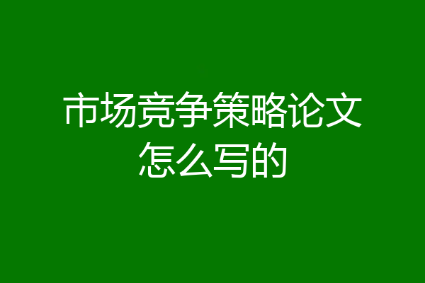 市场竞争策略论文怎么写的