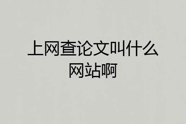 上网查论文叫什么网站啊