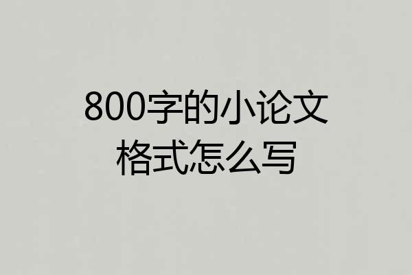800字的小论文格式怎么写