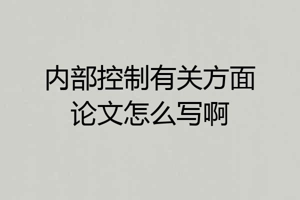 内部控制有关方面论文怎么写啊