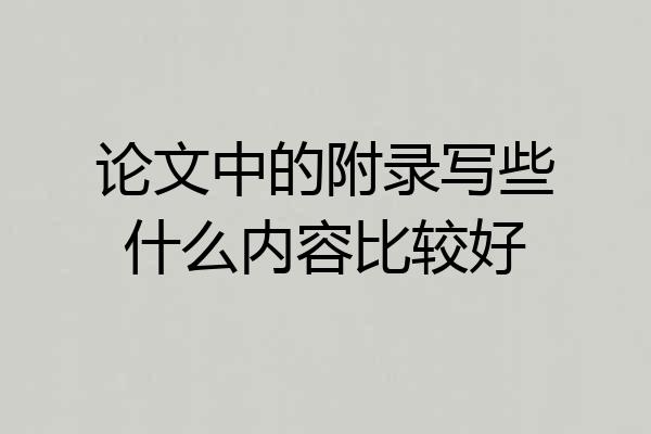 论文中的附录写些什么内容比较好