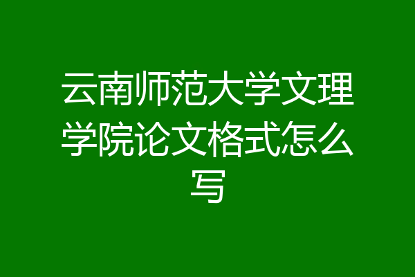 云南师范大学文理学院论文格式怎么写