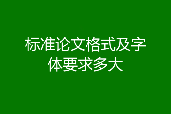 标准论文格式及字体要求多大
